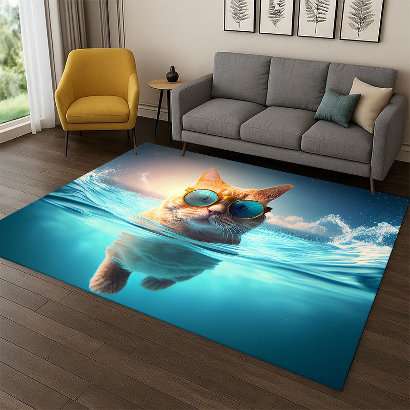 Kids Outdoor Area - Tappeto Decorativo con Gattini Cartoon per